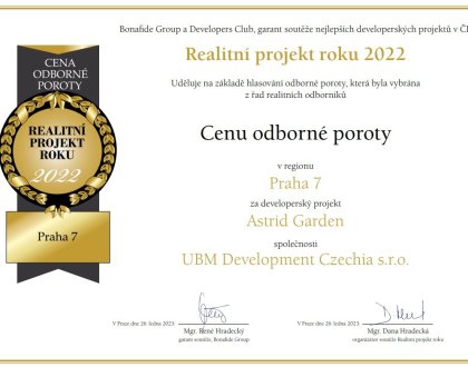 The residential project Astrid Garden won the Real Estate Project of the Year 2022 award
