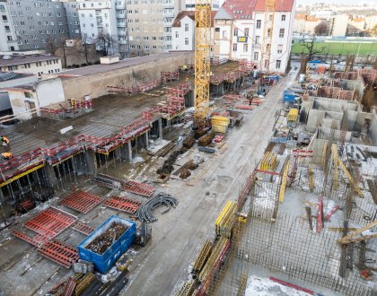 The shell of the above-ground part of the 1st floor under construction
